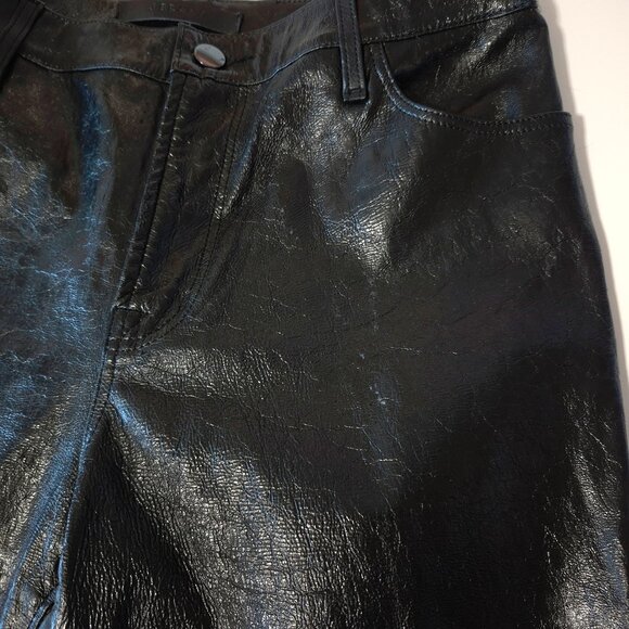 NWOT J Brand patent black lambskin leather cropped trousers, 31 - Picture 16 of 16